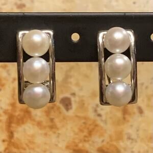 Sterling Silver and Freshwater Pearl Omega Back Earrings